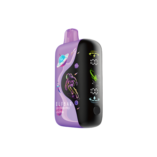 Elfbar GH33 Pro 33000 Puffs premium vape with large curved display.