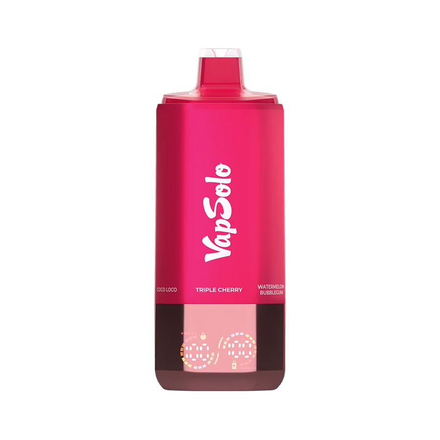 VapSolo Sixer 180K Cherry & Gum – vape se šesti příchutěmi: Triple Cherry, Watermelon Bubblegum, Juicy Peach Ice, Grapefruit Refresher, Love 66, Coco Loco
